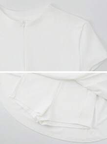 NcmRyu Solid Color Minimalist Elastic Seamless Tennis Dress, Spring/Summer - White - View 3