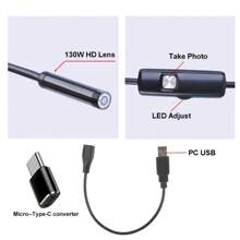 Caméra d'endoscope de 5,5 mm étanche IP67 avec câble souple/rigide réglable, 6 LED, convient aux téléphones Android et PC