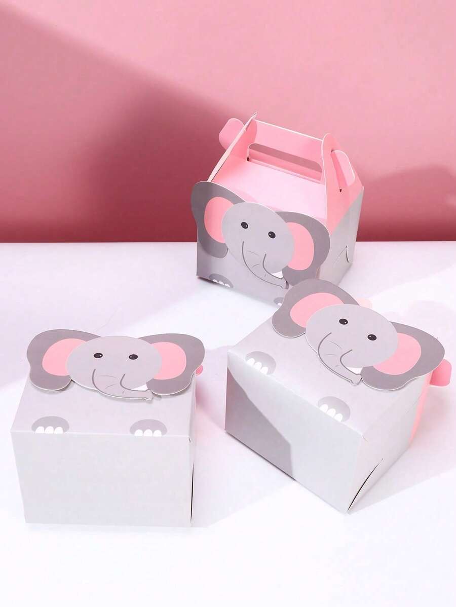 20/10Pcs Elephant Printed Gift Packaging Box Handheld Gift Box For Birthday,Gender Disclosure,Anniversary Party Return Gift Packing Boxes - Cartoon Packaging Box - View 1