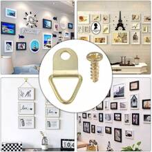 100pcs Triangle D-Ring Frame Hardware Hooks, Triangle Hanging Screw Eyelets, Suitable For Canvas Wall Decor