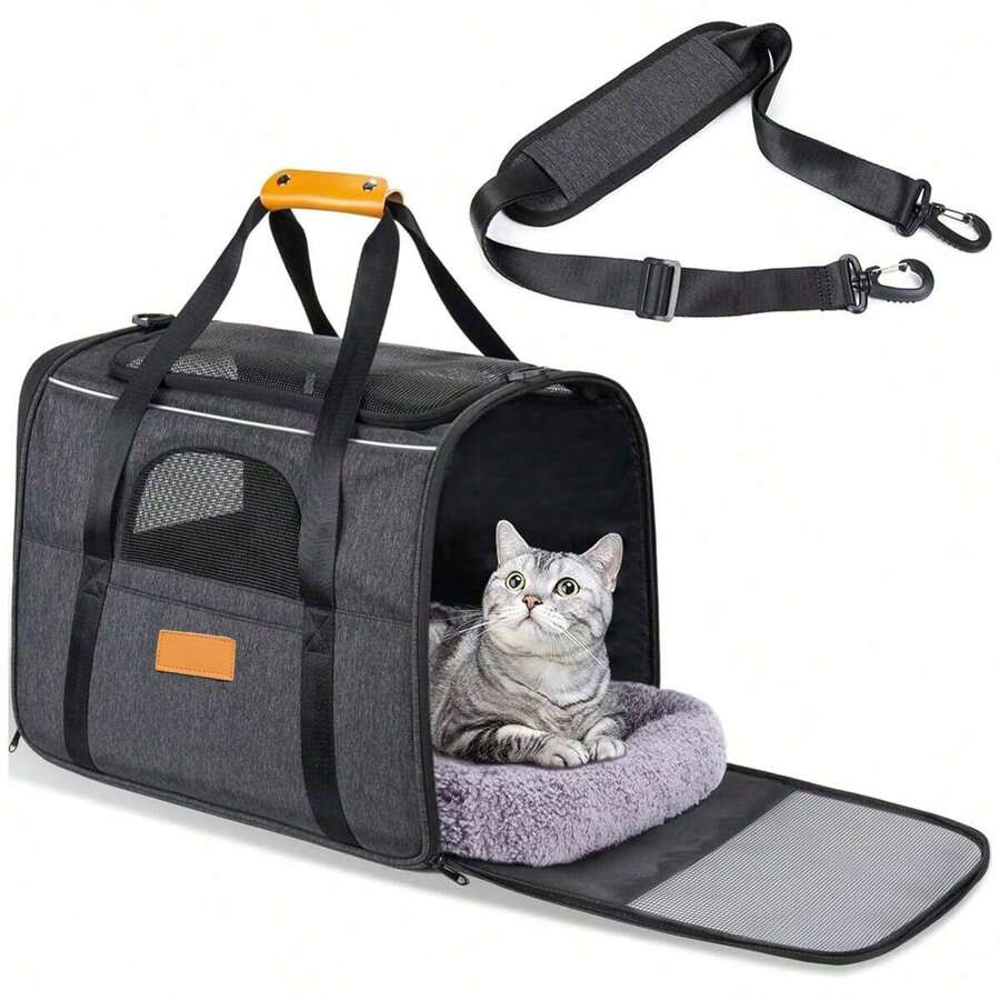 可折叠小型狗/猫手提包，透气单肩手提包，适用于户外宠物用品便携式手提包 - 彩色 - 查看 1