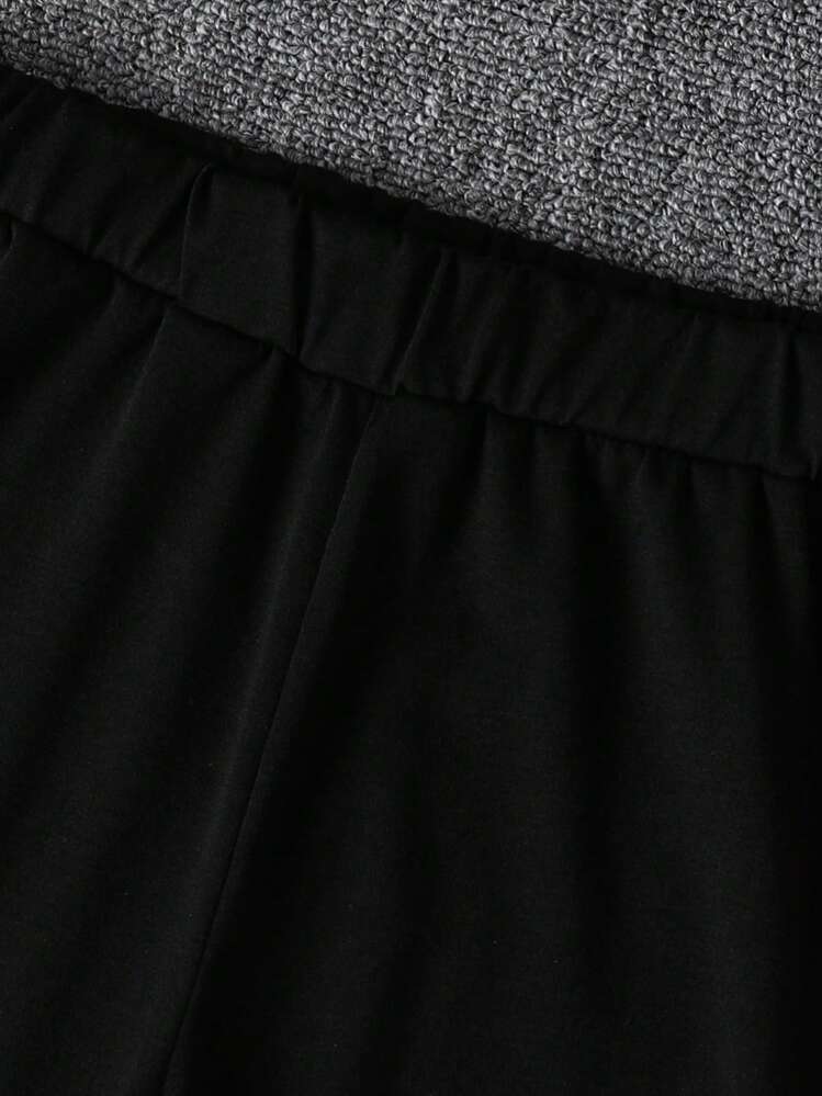 Conjunto deportivo informal de 2 piezas para niño preadolescente: parte superior de manga corta con cuello redondo y estampado de la letra "KING" en contraste de color, y pantalón largo, para niños de 7 a 11 años, para educación física y estudiantes - Rojo - Añade 8