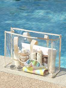 1pc Children Transparent PVC Waterproof Outdoor Swim/Beach Bag, Multi-Function Travel Toiletry Pouch, Large Capacity, Suitable For Pool, Seaside, Vacation - one-size - View 12