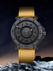 DOM 1款男士手表，十二星座磁吸式无框真皮表带防水休闲腕表，时尚百搭，适合作为圣诞礼物送给家人和朋友 - 款式 - 查看 3