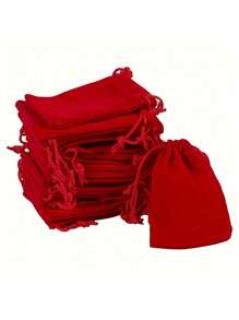 10/50pcs Red Gift Bag With Tie For Wedding Party, Red Suspender Storage Bag 2.75x3.54 Inches And 3.54x4.72 Inches Sizes - Red Gift Bag - View 10