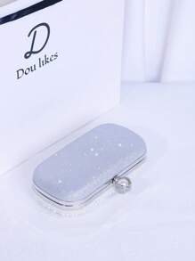 Pearl Handle Clutch Bag, High-End Evening Purse, Engagement Party Handbag, Cheongsam Dress Accessory, Elegant Banquet Bag - Silver - View 5