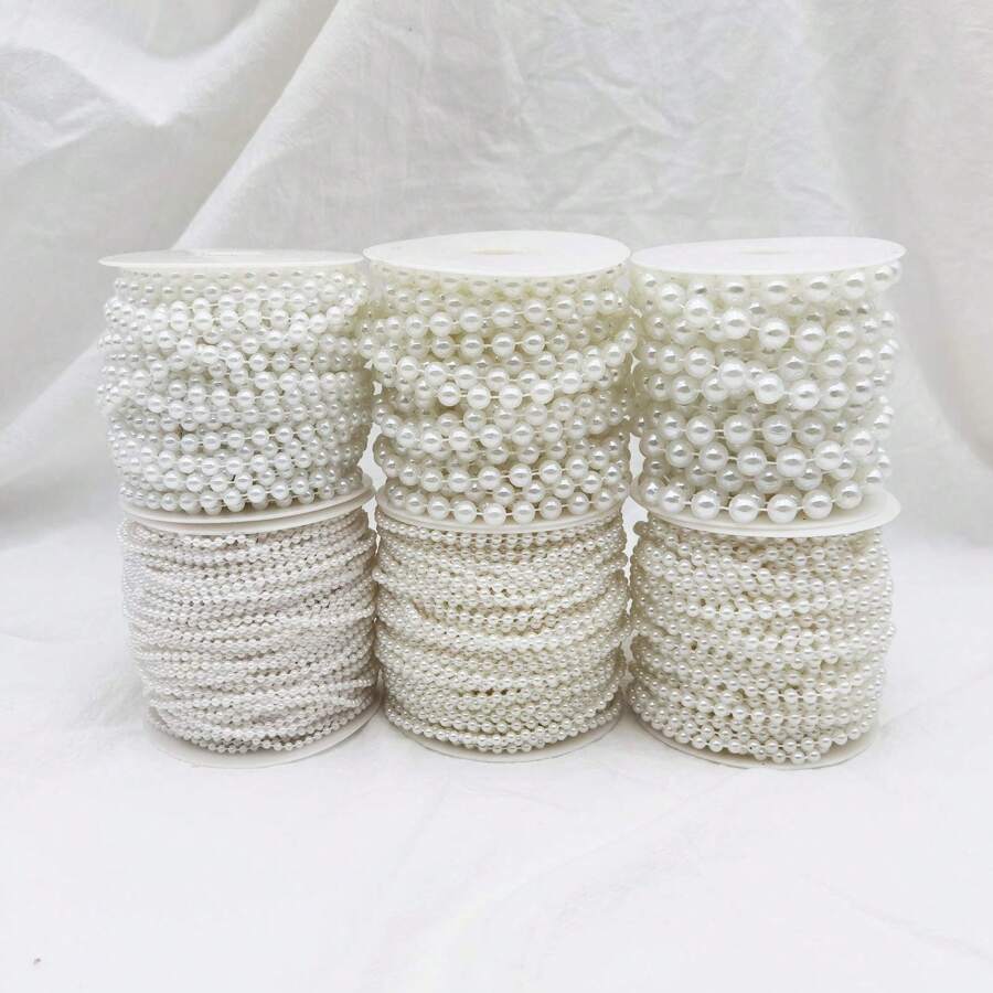 手工白色树脂珠仿珍珠链、花卉蝴蝶结链配件、蛋糕装饰包装、婚礼派对、珠宝装饰配件 - 彩色 - 查看 1