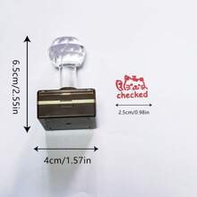 Checked Cat Stamp, For Teacher Classroom Correction, Office Stamped Checked, Revised Score Stamp, Red Marking - Checkered Cat - View 2