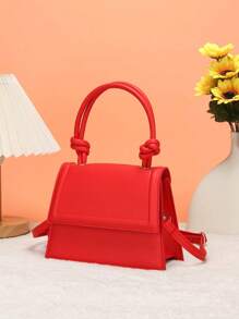 1 件纯色 PU 皮革优质小众设计女士通勤小方形斜挎包，百搭 2023 年新品