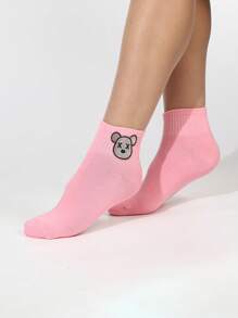 1 Pair Women Pattern Rhinestone Press Heat Transfer Sweat-Absorbent Minimalist Elegant Socks, Suitable For Daily Indoor/Outdoor Sports & Leisure - Multicolor - View 7