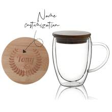 1 Cái Tên Tùy Chỉnh, Tùy Chỉnh Cá Nhân, Cốc Thủy Tinh Chịu Nhiệt Hai Lớp Chịu Nhiệt Có Nắp Quai Cầm, Cốc Nước Cách Nhiệt, Cốc, Cốc Nước Ép Sữa Cà Phê - trong suốt - Xem 1