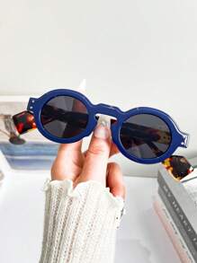 New Retro Color Block Round Small Frame Fashion Fashion Glasses For Men And Women, Outdoor Versatile Suitable For Holiday Party, Daily Wear Eyewear