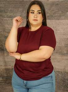 Plus Solid Ruched Top - tinto - View 1