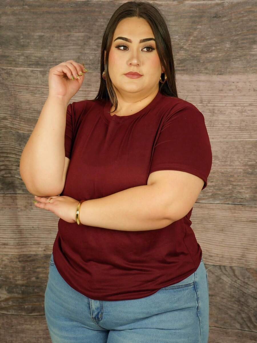 Plus Solid Ruched Top - tinto - View 1