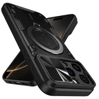 磁性 + 支架全新军用级防震手机壳，带 360° 可旋转金属环支架，兼容 11/12/13/14/15/16 Pro Max、S25U/S22/23/24+、A04/A05/A14/A15/A24/A25/A34/A54S、HONOR X7/X8/X9、OPPO/VIVO、/Pixel 6/7/8/9 Pro，TPU 材质手机后盖防水防摔防刮