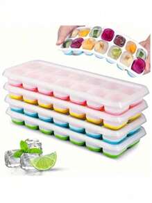 1 matriță din silicon pentru cărămidă de gheață, multicolor transparentă 14/24 tavă de gheață din cărămidă de gheață cu zăbrele, potrivită pentru frigider