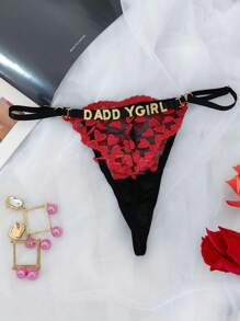 Quần lót dây sexy 1 mảnh dành cho nữ, quần lót dây ren thêu gợi cảm cạp thấp, quần lót có thể điều chỉnh, chữ tùy chỉnh, chữ tự làm, chữ kim loại tự làm, quần lót dây xuyên thấu gợi cảm, quà tặng kỷ niệm, quà tặng độc đáo cho bạn gái, vợ, chữ tự làm, chữ kim loại tự làm, nhiều màu sắc, dễ thương - Nhiều màu - Xem 3