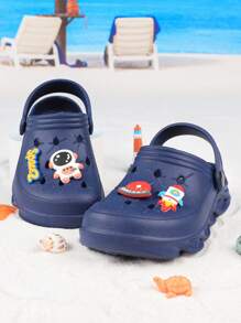 Sandalias de playa para niños y niñas, con decoración linda y resistentes al agua, perfectas para uso en exteriores durante el verano - Azul Marino - Ver 4