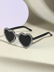 1pc Y2K Vintage Dopamine Rimless Heart-Shaped Crystal Studded Tear-Shaped Unique Fashion Fashion Glasses, Suitable For Weddings, Parties, Beach Activities And Outdoor Events For Summer Beach Vacation,Outdoor,Travel - Multicolor - View 10