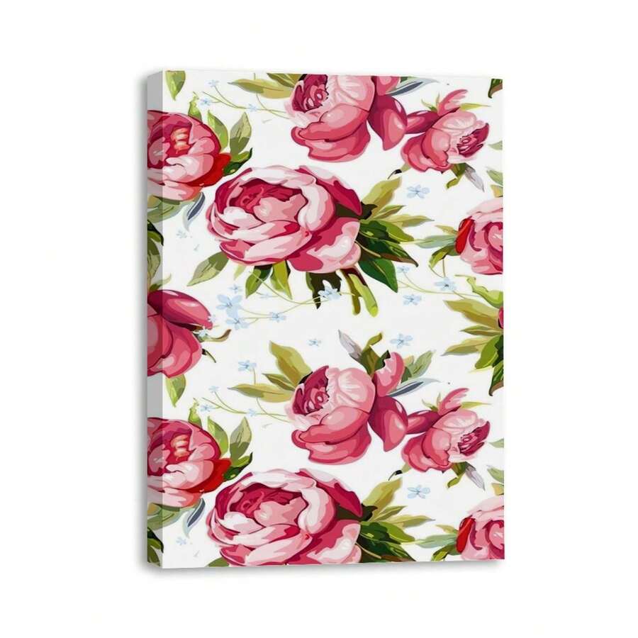 1 Piece Red Peony Flower Plant Pattern Canvas Wall Art Paintings For Living Room - Canvas Framed Print Wall Artworks Bedroom Decoration Office Wall Decor