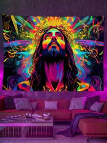 Blacklight UV-reactief wandtapijt Glow in the Dark Wandtapijt voor de slaapkamer