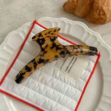 大号黑色豹纹发夹 复古法式扭纹爪形发夹 - 彩色 - 查看 8
