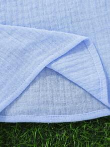 Young Girl Simple Bow Decor Camisole And Straight Pants 2 Pieces Set - Blue - View 7