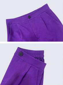 Women's Spring & Autumn Double-Breasted Long Sleeve Suit Set - Purple - View 5