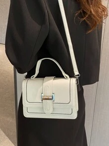 Mini Fashionable Women Quilted Flap Hand Bag, Patchwork Flap Small Square Bag, Outdoor Shopping Bag, Versatile Commuter Bag - White - View 11