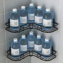1pc Bathroom Corner Shelf, No Punch Corner Shelf, Bathroom Shelf, No Drilling Metal Storage Rack For Bathroom, Kitchen And Dormitory, Space Saving, Outdoor Storage Cabinet Rack, No Punch Triangle Storage Rack Bathroom Accessories Rack, Wall Mounted Toilet Storage Cabinet, Shampoo, Lotion, Cosmetics Storage Rack, Bathroom Accessories