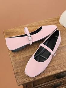 Women's Fashion Square Toe Low Vamp Pink Shoes,Office Casual Versatile Flats, Outdoor Recreation, High-End Elegant Ballet Flats For Spring/Summer, Weddings, Parties