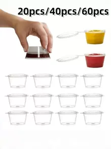 25ml/50ml/100ml Transparent Plastic Seasoning Cup With Lid, Leak-Proof, Anti-Pollution And Odor-Proof, Waterproof - Suitable For Catering, Barbecue And Outdoor Activities Sealed Salad Sauce Container, Dipping Cup, Lunch, Party, Travel, Kitchen Supplies - Transparent - View 9