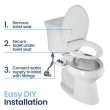 LUXE Bidet NEO 185 - Self-Cleaning, Dual Nozzle, Non-Electric Bidet Attachment For Toilet Seat, Adjustable Water Pressure, Rear And Feminine Wash (Blue, White, Rose Gold, Pearl Gray) - 金色 - 查看 7