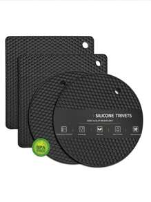 4pcs Black Heat Resistant Placemat Tabletop Coasters