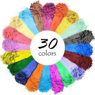 30 Colors Mica Powder Set - Vivid & Unique Color Tones, Suitable For Epoxy Resin, Bath Bombs, Candles, Soaps, And Slime Crafts
