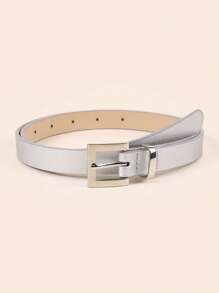 2pcs Women's PU Leather Minimalist Chic Belt With Silver Buckle, Suitable For Dresses, Jeans, Casual Bohemian Style For All Seasons - A - View 3