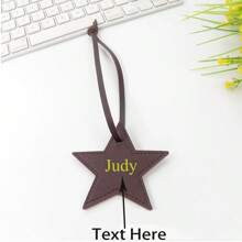 Personalized Name Or Letters 1PC Star Shape PU Leather Women Luggage Bag Charm, Monogrammed Five Pointed Star Shape Bag Pendant Gift, Personalized PU Leather Star Keychain Ladies Bag Charms Key Chain DIY Craft Accessories