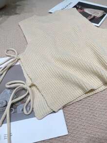 Women's Solid Color Casual Round Neck Pullover Knitted Sweater - Beige - View 2