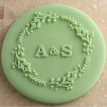 Customize Text With 2 Cookies Cake Decorations Halloween And Christmas DIY Cutters Sugar Cake Templates Wedding Clay Fondant Embosser Name Cake Mold Handmade Cookie/Biscuit Embosser Stamp