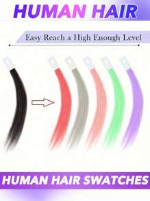 30 件真人头发样品直发片用于测试颜色染色测试非常适合专业人士使用 7 英寸 30 件/包发饰 - 彩色 - 查看 9