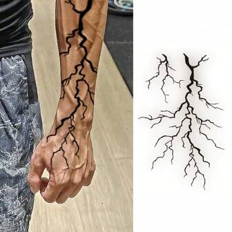 1 张臂章背面黑色闪电防水持久临时纹身