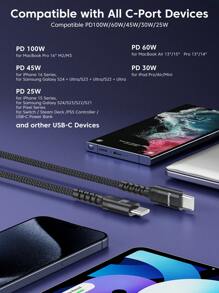 100W USB-C 转 USB-C 快充线，5A PD USB Type-C 快充线，兼容 16/15/15 Pro/15 Pro Max/Pro/Air/Pro/Mini/6、S23/S22、Z-Flip、Pixel（黑色）。也兼容 16、16 Pro Max、15、15 Plus、15 Pro、15 Pro Max 及其他设备。Type-C 铝合金材质，纳米纤维接口。 - 黑色 - 查看 12