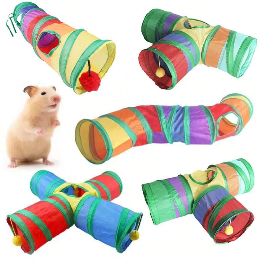 1 Đường hầm cho chuột lang trong nhà, ống cho nhím chinchilla, chuột hamster Hà Lan, phụ kiện lồng cho thú cưng nhỏ, lều cầu vồng có thể gấp gọn, đường hầm cho thú cưng nhỏ, đồ chơi tương tác - Nhiều màu - Xem 1