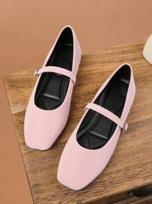 Women's Fashion Square Toe Low Vamp Pink Shoes,Office Casual Versatile Flats, Outdoor Recreation, High-End Elegant Ballet Flats For Spring/Summer, Weddings, Parties