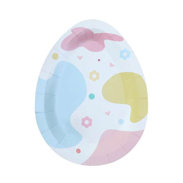 10pcs Easter Party Plates Cute Bunny/Easter Egg Shaped Disposable Paper Plates Dinnerware Tableware Decorations