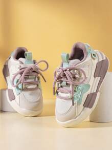 1 Pair Kids Sports Shoes With Large PU Area Anti-Slip Rubber Sole, Large Breathable Toe Cap, Comfortable Wear