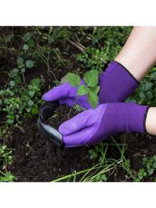 1pair Gardening Gloves, Thorn-Proof, Waterproof, With Claws, Abrasion-Resistant, Soil-Loosening, -Pulling, And Seed-Planting Protective Gloves For Farming And Gardening