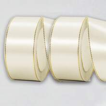 Paquete de 2 piezas de cinta dorada de 4 cm de ancho y 21 m de largo, para manualidades en ramos de rosas, decoración de tartas y cajas de regalo, decoración de bodas, cinta de satén
