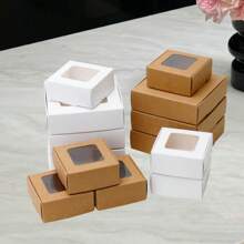 5pcs/10pcs Mini Clear Window Paper Boxes, White Cardboard Boxes With Lids, Suitable For Cookies, Soaps, Proposal, Candies, Wedding, Birthday, Party, Gift, Bridesmaid, Graduation, Easter, Mother's Day - Paper - View 3