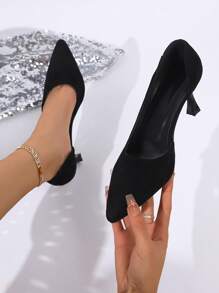 Women's Fashion All-In-One Heeled Sandals Women's Casual Comfort Side Empty Pointed Elegant Simple Solid Color Heels